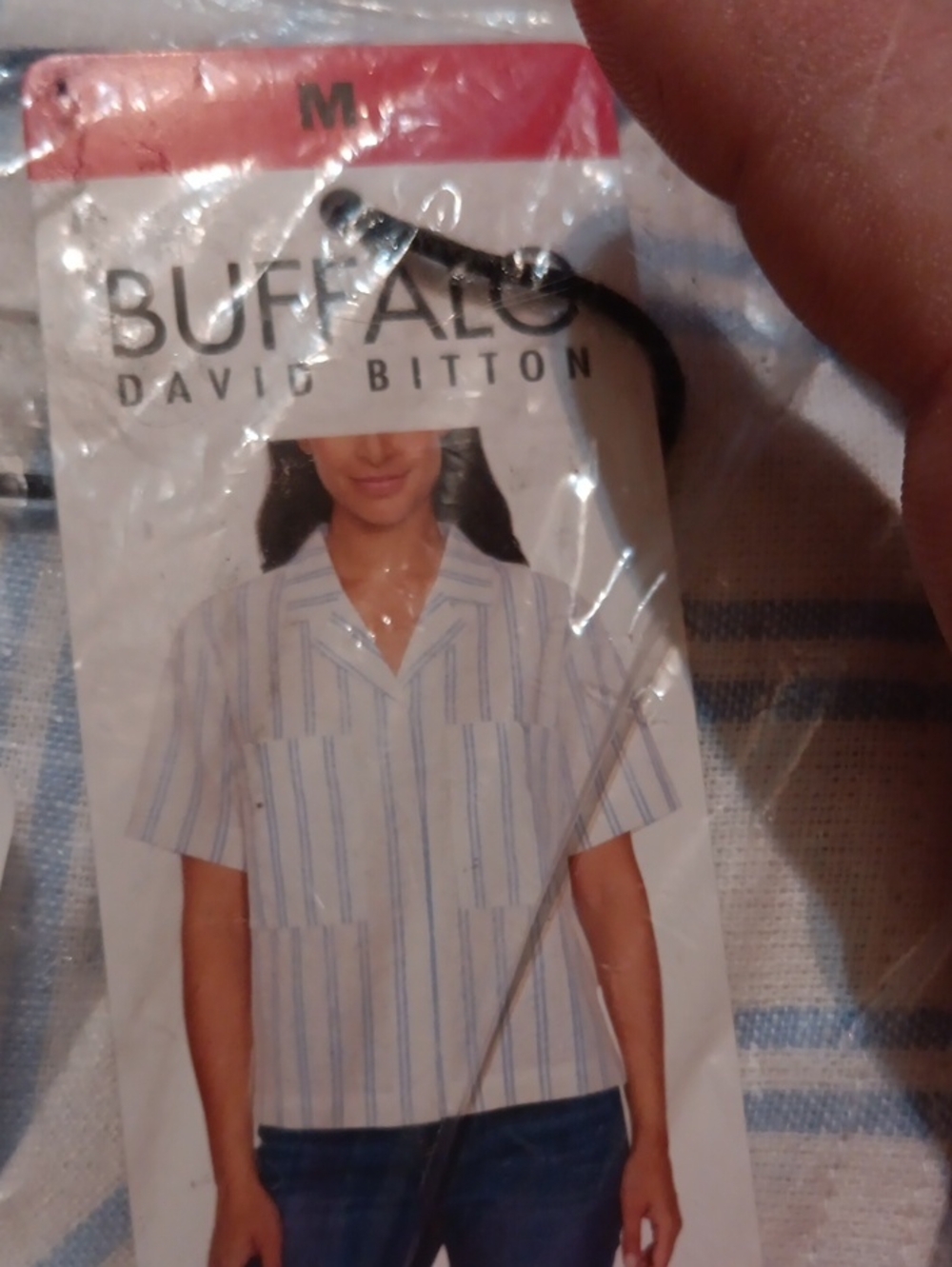 Buffalo David Bitton Light Blue and White Striped Short-Sleeve Shirt